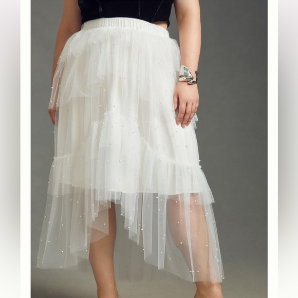 Anthropologie - Maeve Tulle & Pearl-Embellished Sheer Skirt - Medium - NWOT - Picture 10 of 12
